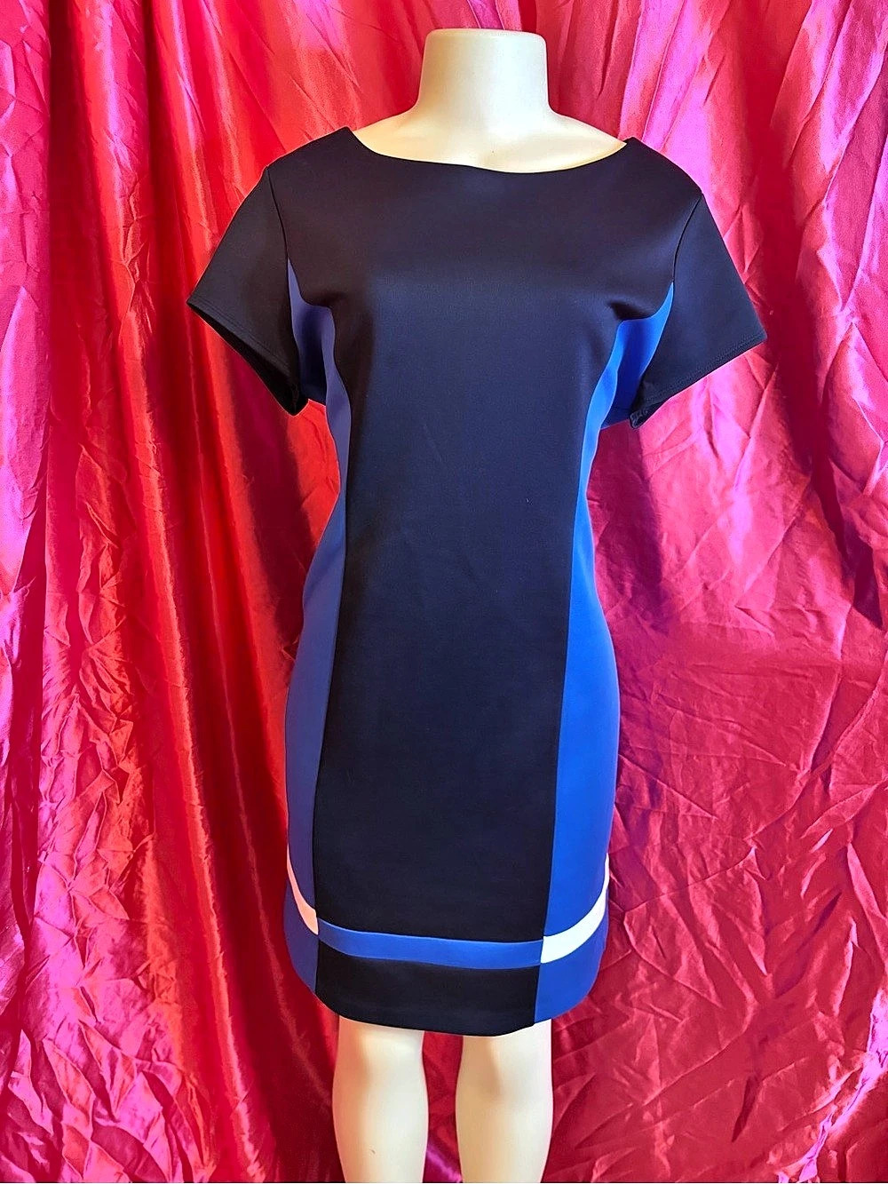 New York & Company Color Block Mini Dress in Blue & Black Large NWT